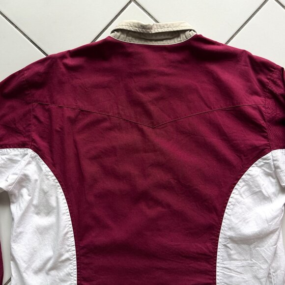 Wrangler brushpopper Western shirt in maroon/white colourblock (men’s M) - Picture 9 of 10